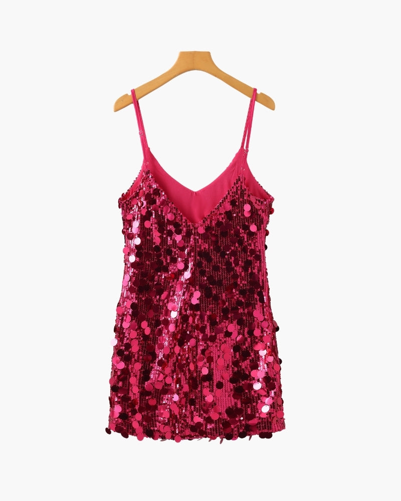 Montaracrest Mini party dress with sparkling sequins, fitted silhouette, and stylish design perfect for festive occasions.