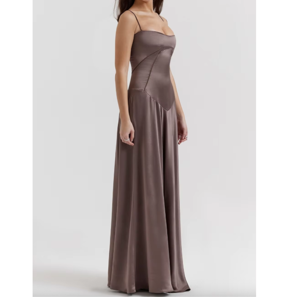 Elegant long dress by Montaracrest featuring a classic design, perfect for special occasions and formal events.