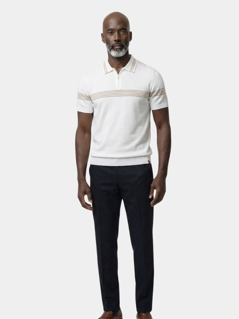 Ivory polo shirt by Montaracrest, featuring a classic polo collar and short sleeves, shown against a white background.
