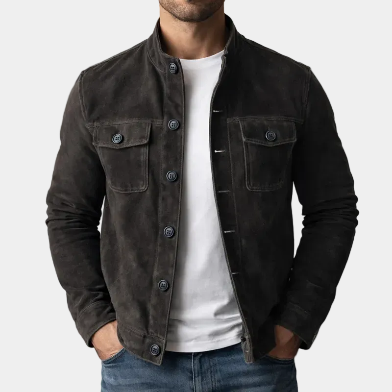Montaracrest Neryxen Sovracamicia dal tocco morbido, soft protective overshirt in neutral fabric, displayed flat on white background.