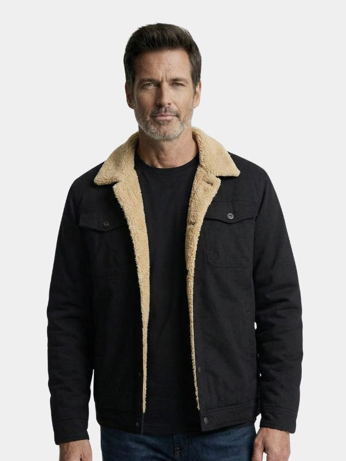 Montaracrest vintage pile bomber jacket with ribbed cuffs and collar, featuring a cozy, textured fabric and classic design.