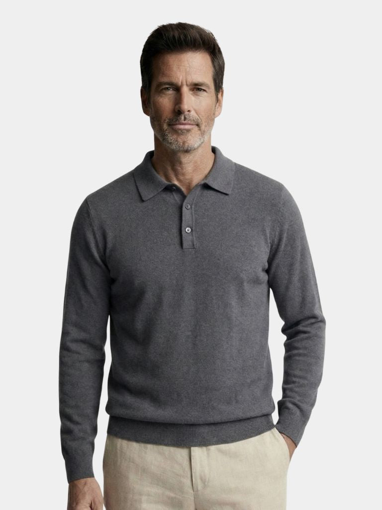 Montaracrest wool polo pullover with button details, featuring a cozy, stylish polo shirt for men or women.