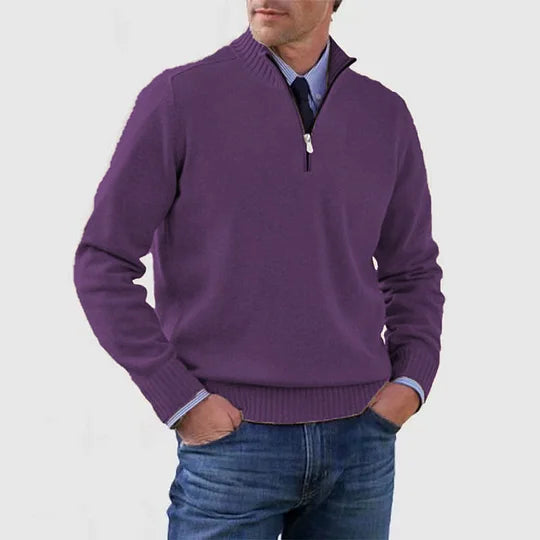 Montaracrest Nico™ maglione con mezza zip in maglia fine, casual sweater with front half-zip and soft knit fabric.