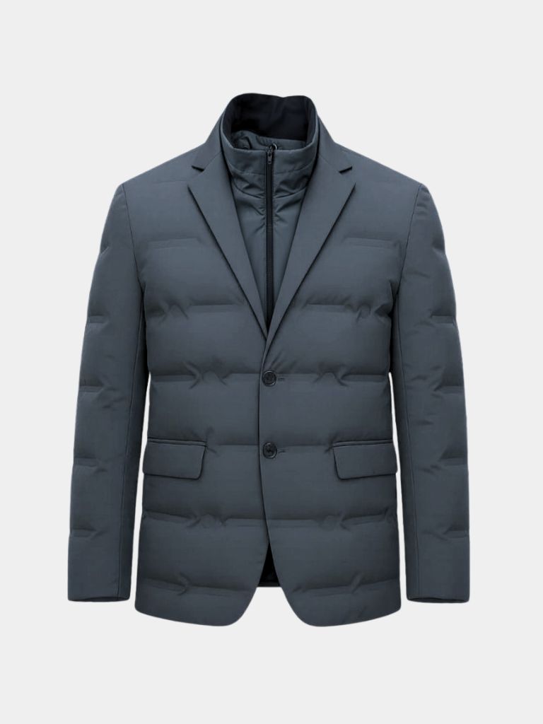 Montaracrest Aristocrat winter jacket, a stylish and warm men's parka with a hood, shown in a front view.