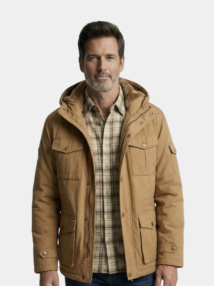 Montaracrest fleece bomber jacket with hood, a casual jacket featuring a cozy fleece fabric and stylish design.