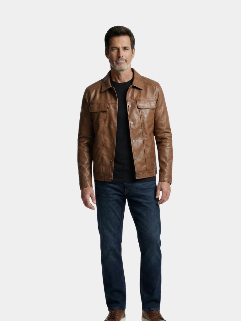 Montaracrest Rebel Jacket in bronze-colored leather, a stylish brown leather jacket with a fitted design and detailed stitching.