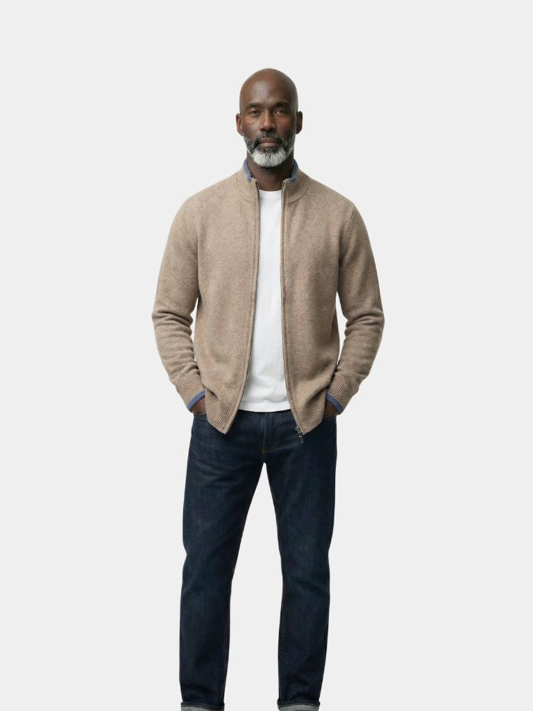 Montaracrest London Fog cashmere jacket, a stylish brown blazer with a tailored fit and classic lapels, featuring a smooth fabric and sleek design.