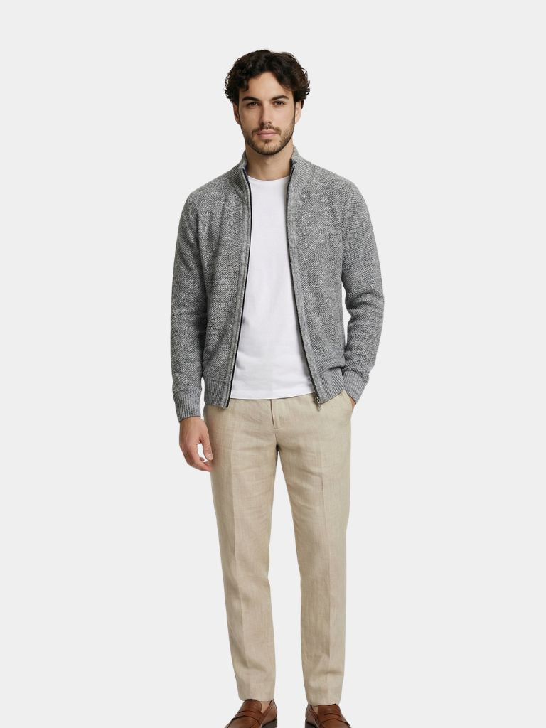 Montaracrest knitted wool jacket, colorful woven design, long sleeves, cozy and stylish for cold weather.