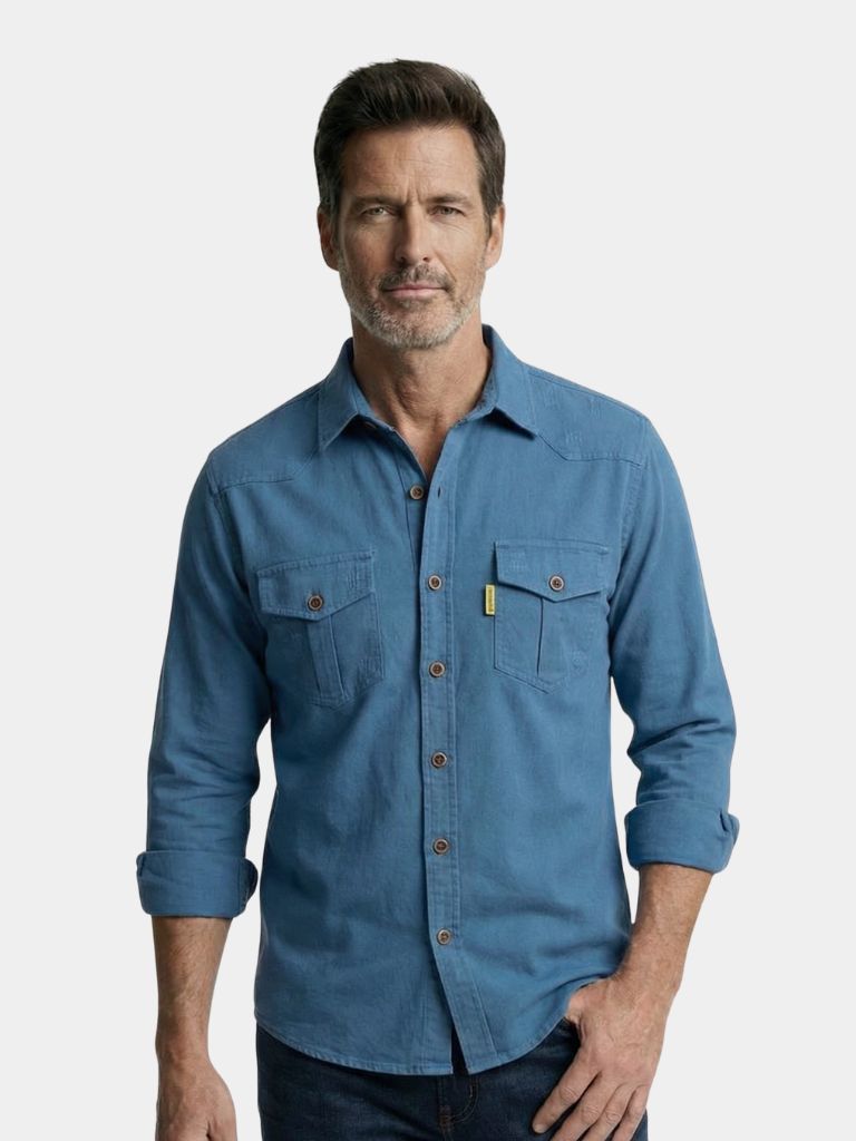 Men's casual modern shirt by Montaracrest featuring a stylish, comfortable design in a versatile color.