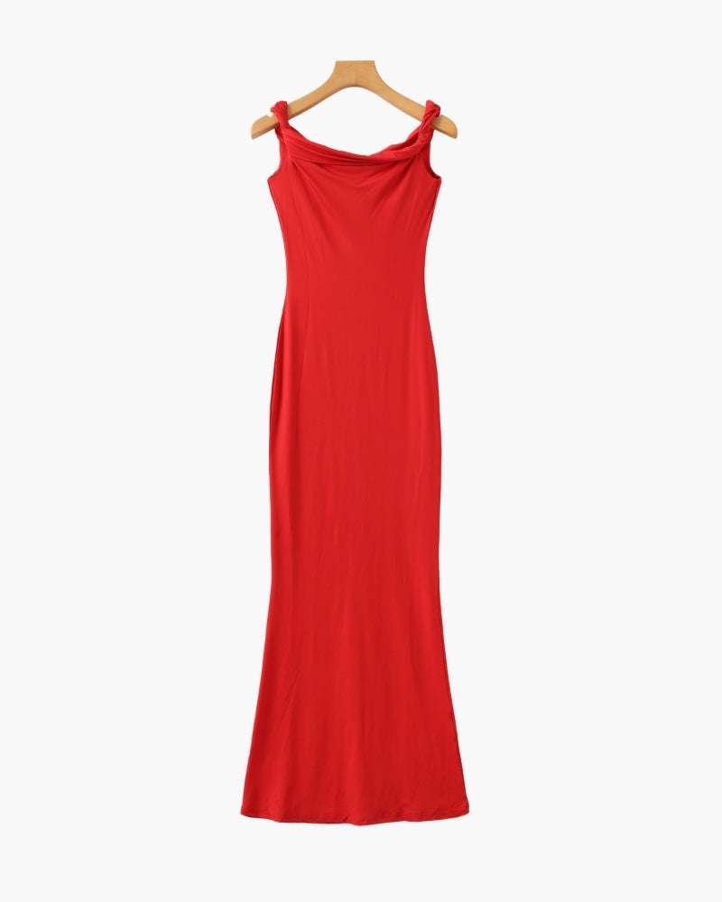 Montaracrest long bodycon one-shoulder dress in sleek black fabric, form-fitting design, stylish and elegant for evening wear.