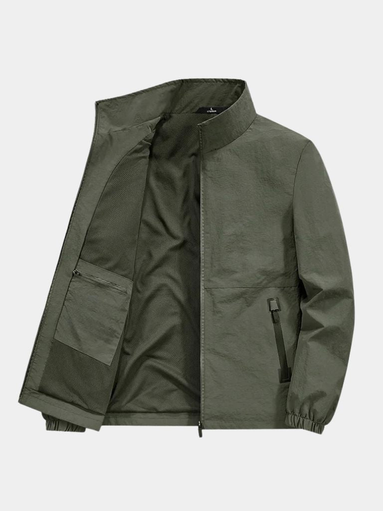 Montaracrest utility zip jacket in modern style, featuring a sleek design with multiple pockets and a front zipper.