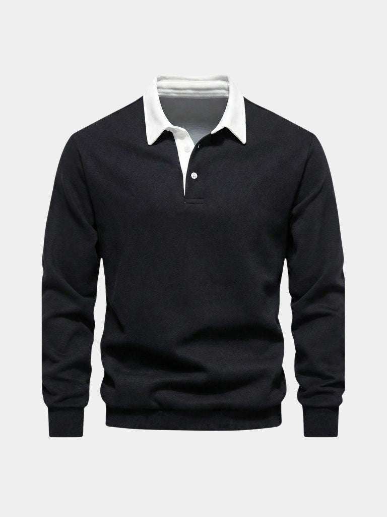 Montaracrest Polo Essenziale polo in a classic design, featuring a collar and short sleeves, displayed on a mannequin.