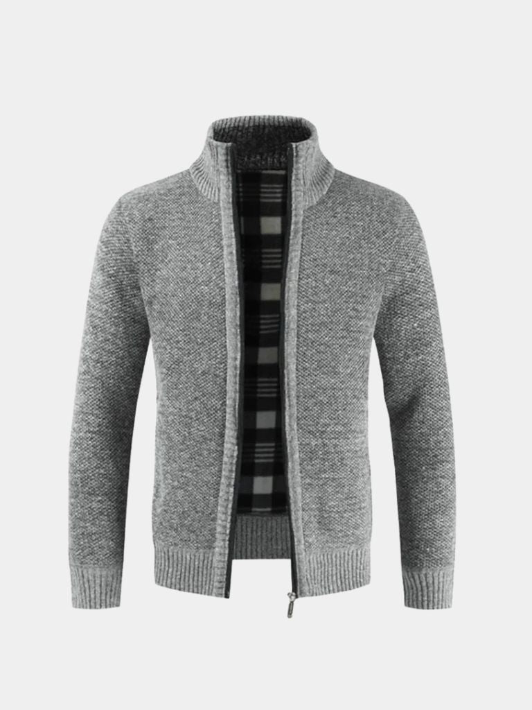 Montaracrest knitted jacket with a textured woven pattern, long sleeves, and a classic collar—stylish and warm for casual wear.