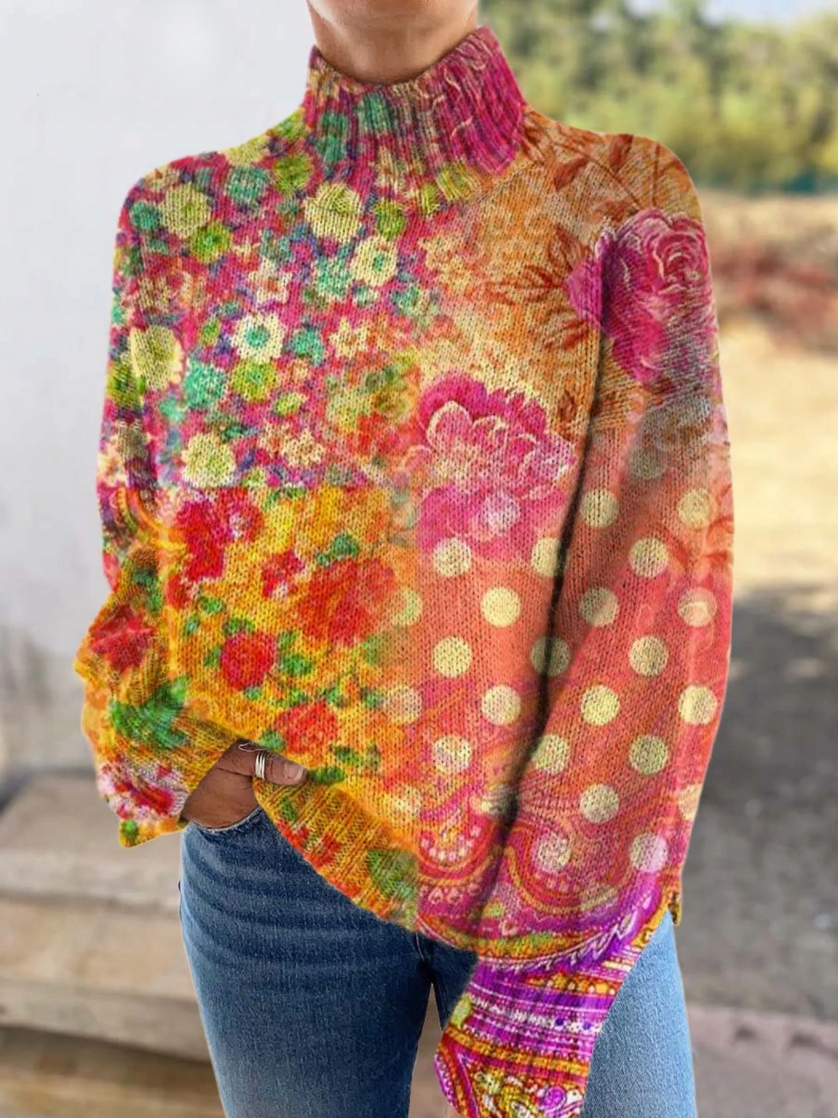 Fiori™ | Maglione Patchwork Floreale Vivace