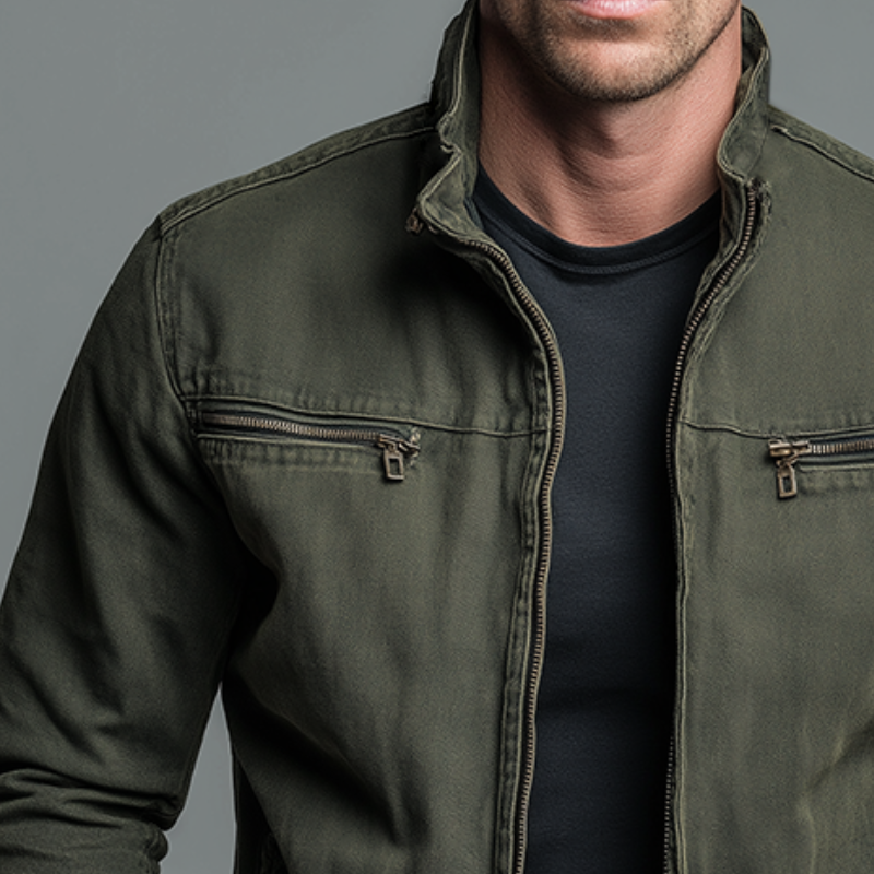 Montaracrest Denvera vintage cotton jacket with zip closure, casual style, shown in the image.