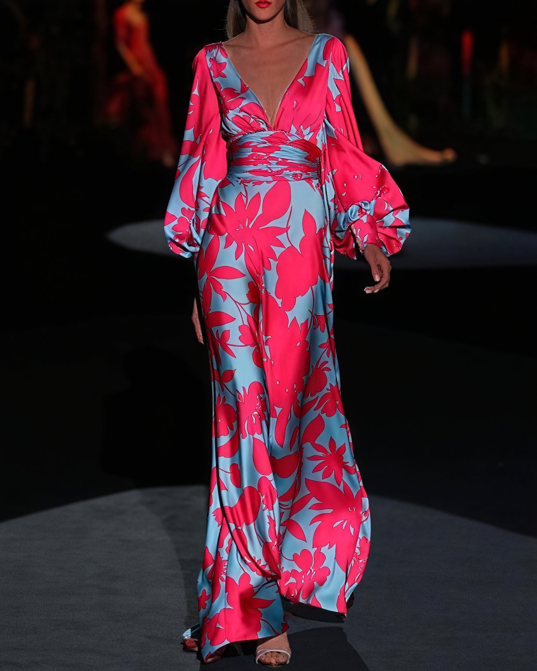 Elegant long dress by Montaracrest featuring a flowing silhouette and timeless feminine style, perfect for formal occasions.