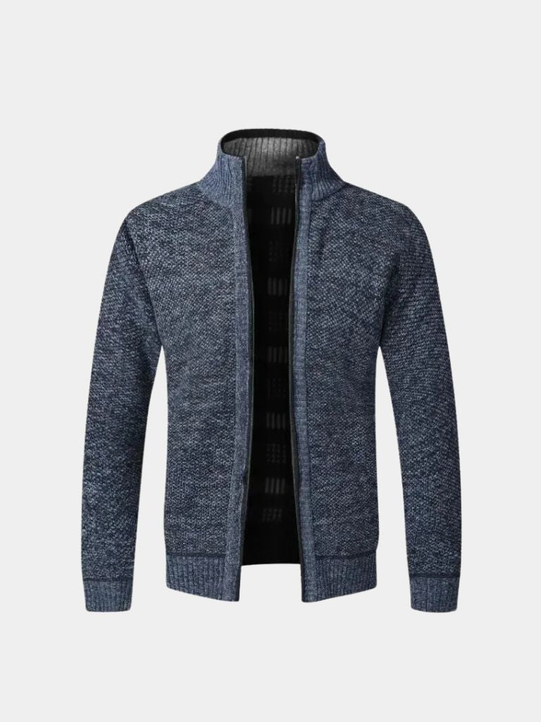 Montaracrest knitted jacket featuring textured woven fabric, long sleeves, and a front zipper for a stylish, casual look.