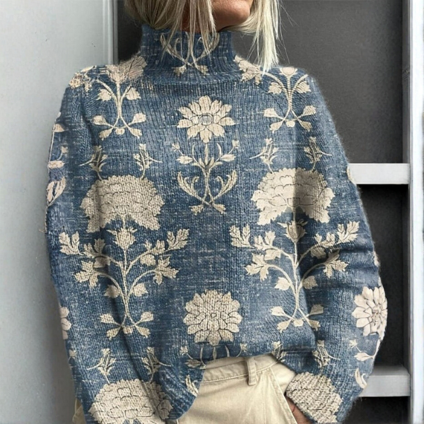 Rina™ | Maglione Jacquard Vintage Blu