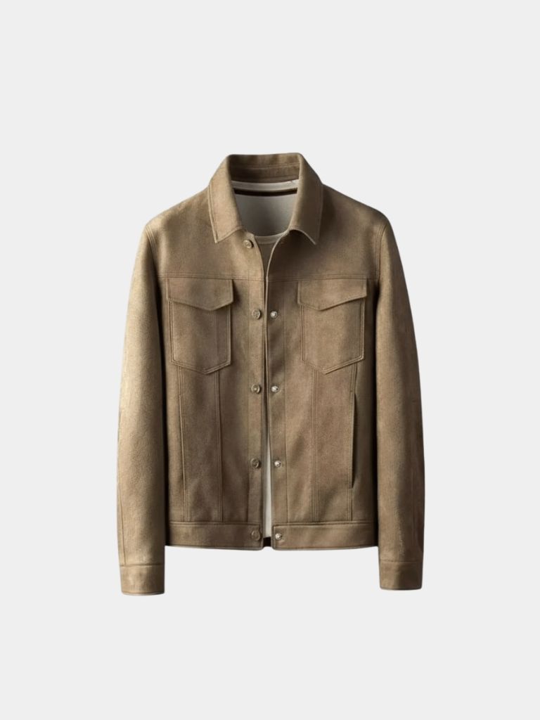 Black leather pilot jacket by Montaracrest, featuring a classic design with a front zipper and collar, displayed on a neutral background.