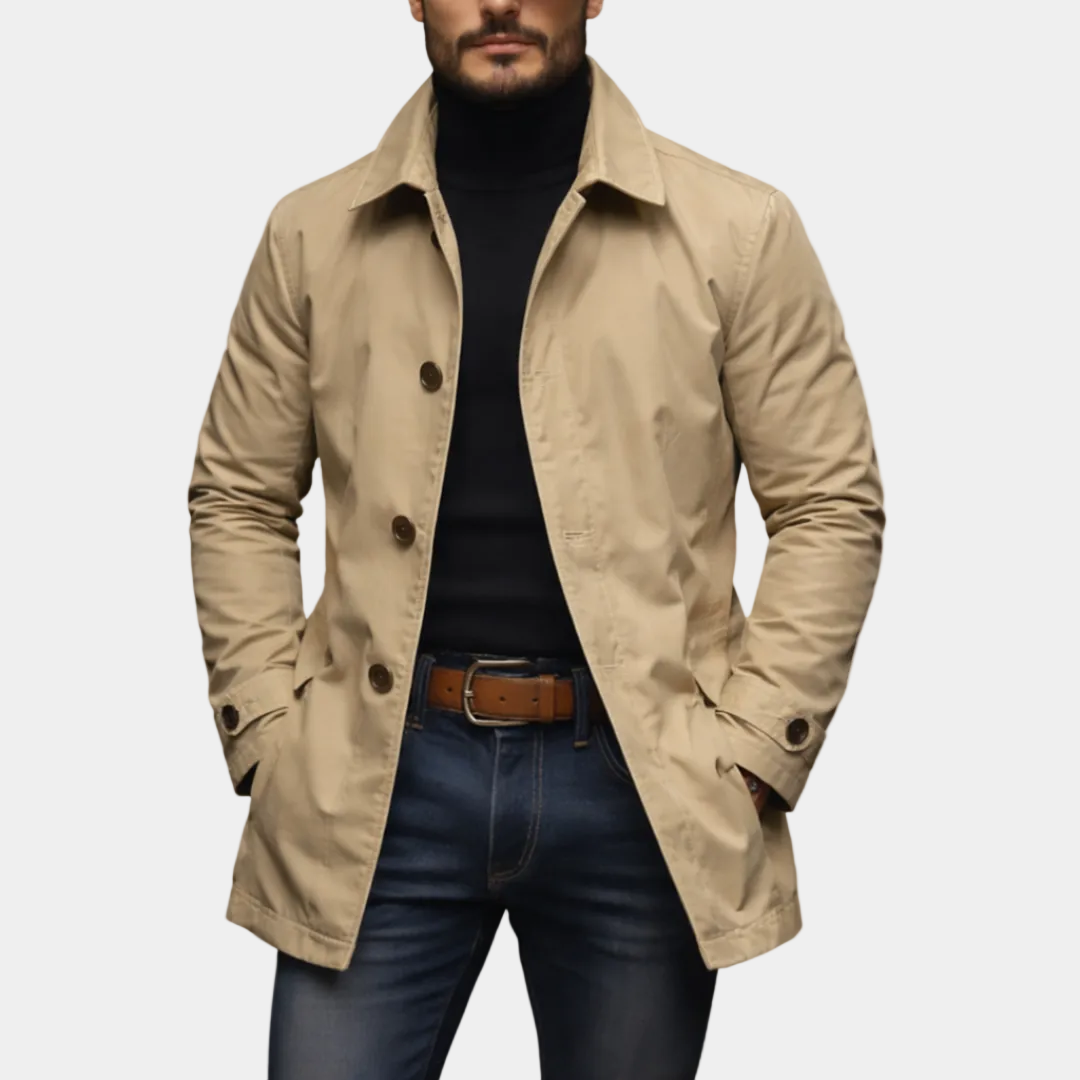 Alessandro™ Hareth waterproof coat in black, stylish men's outerwear with a sleek design and durable waterproof fabric.