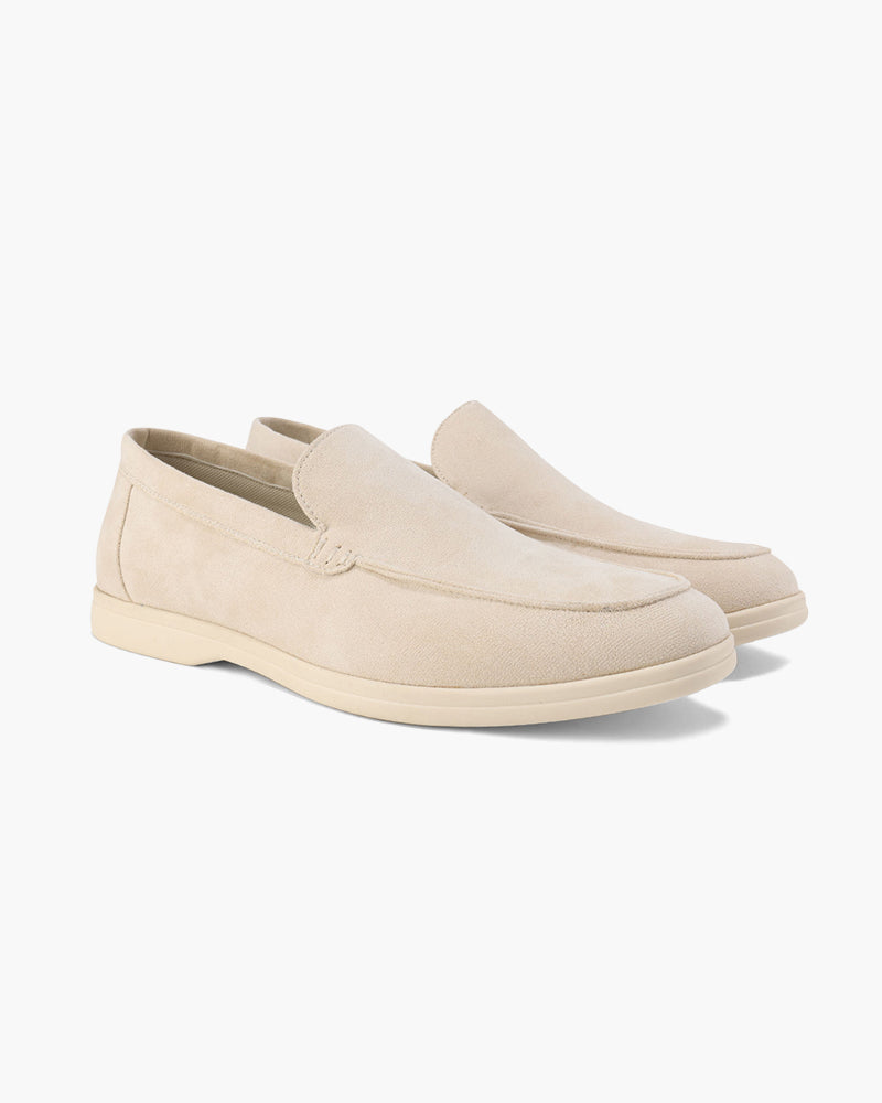 Montaracrest Villa Bellucci fog blue suede mocassini loafers with classic slip-on design and stitching details.