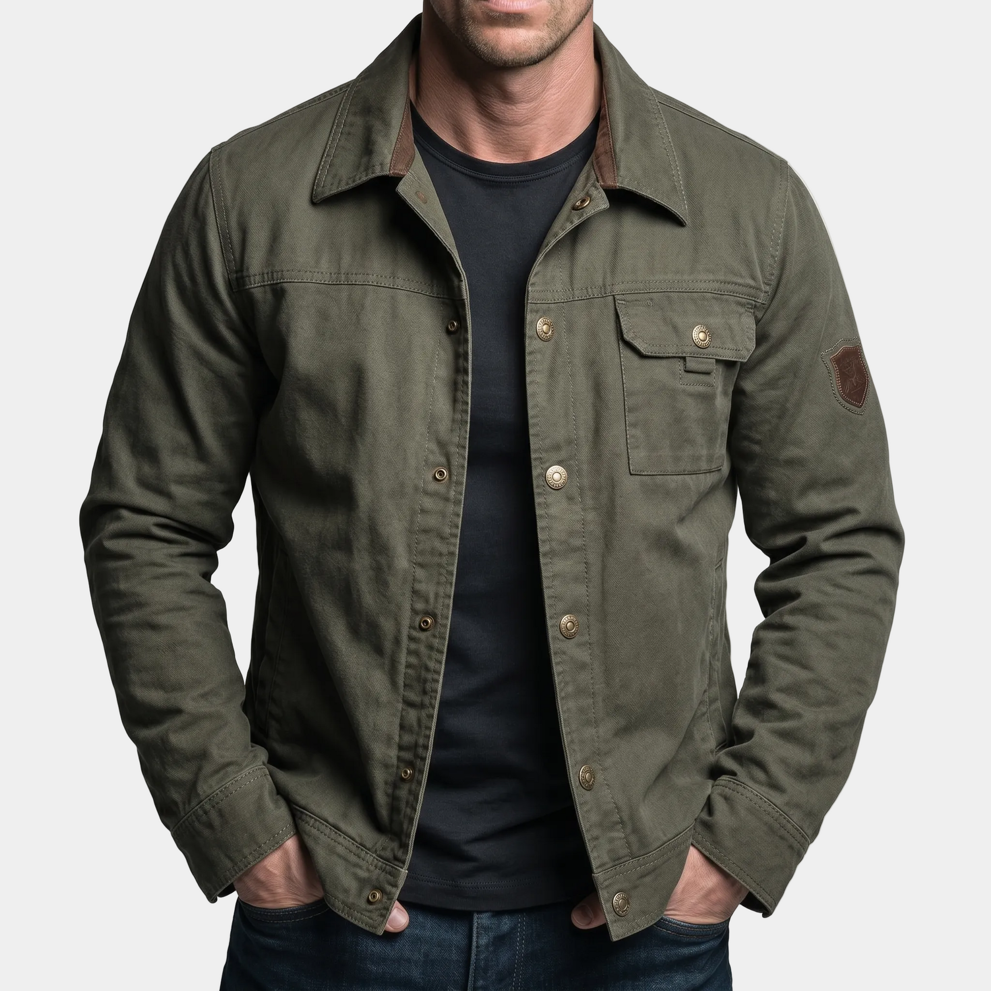 Vintage cotton Giacca Brenton by Montara & Crest, featuring a classic design with a tailored fit and stylish collar.