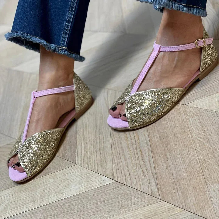 Montaracrest women's sandal with an ankle strap and a stable heel, featuring a stylish T-strap design and a comfortable fit.