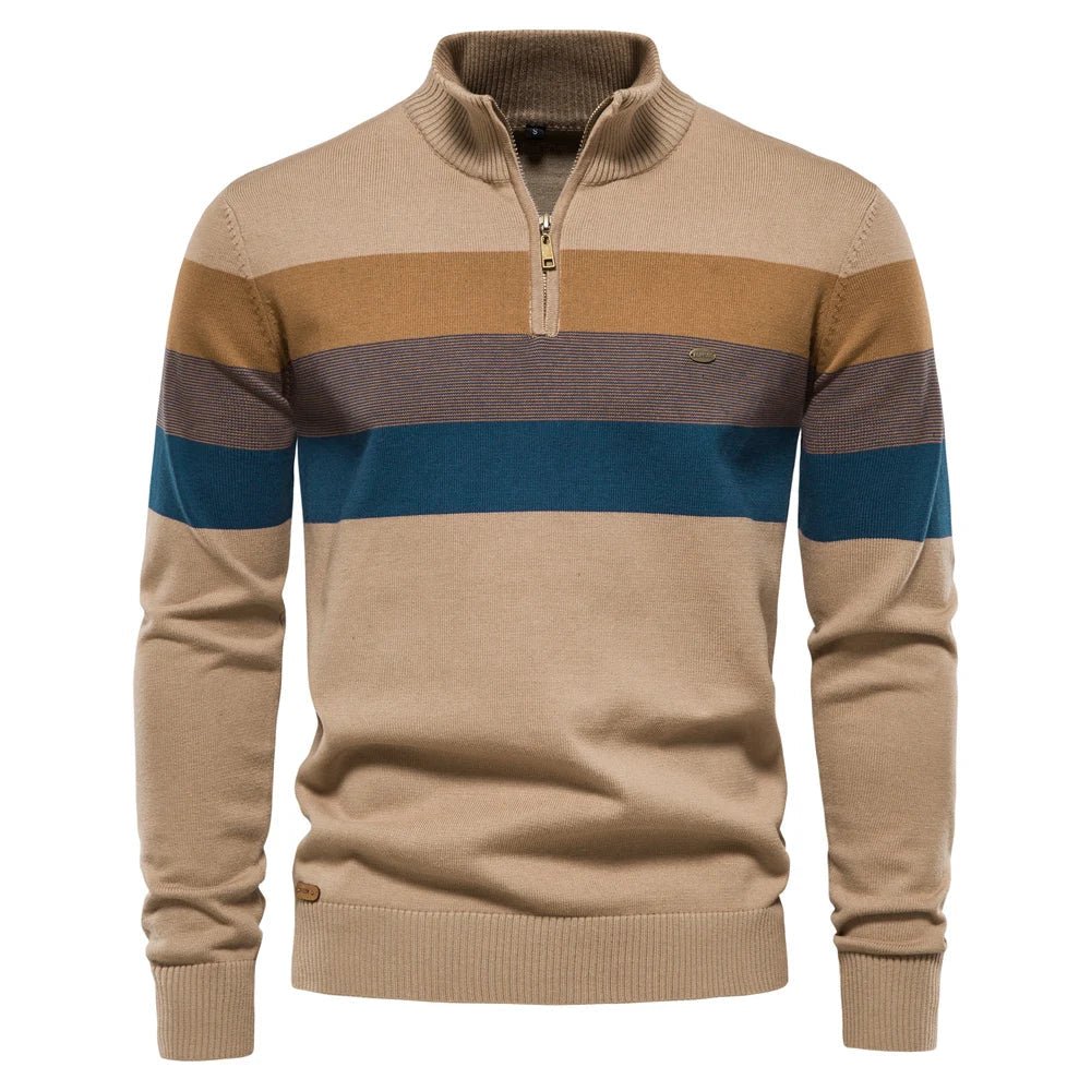Montaracrest Neuhaus elegant pullover with high collar, soft fabric, and stylish design in a close-up image.