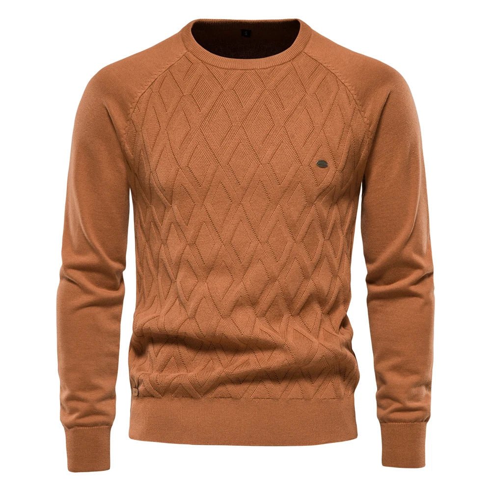 Montaracrest Theodor men's diamond pattern pullover, cozy knit sweater with geometric rombi design, in a stylish casual look.