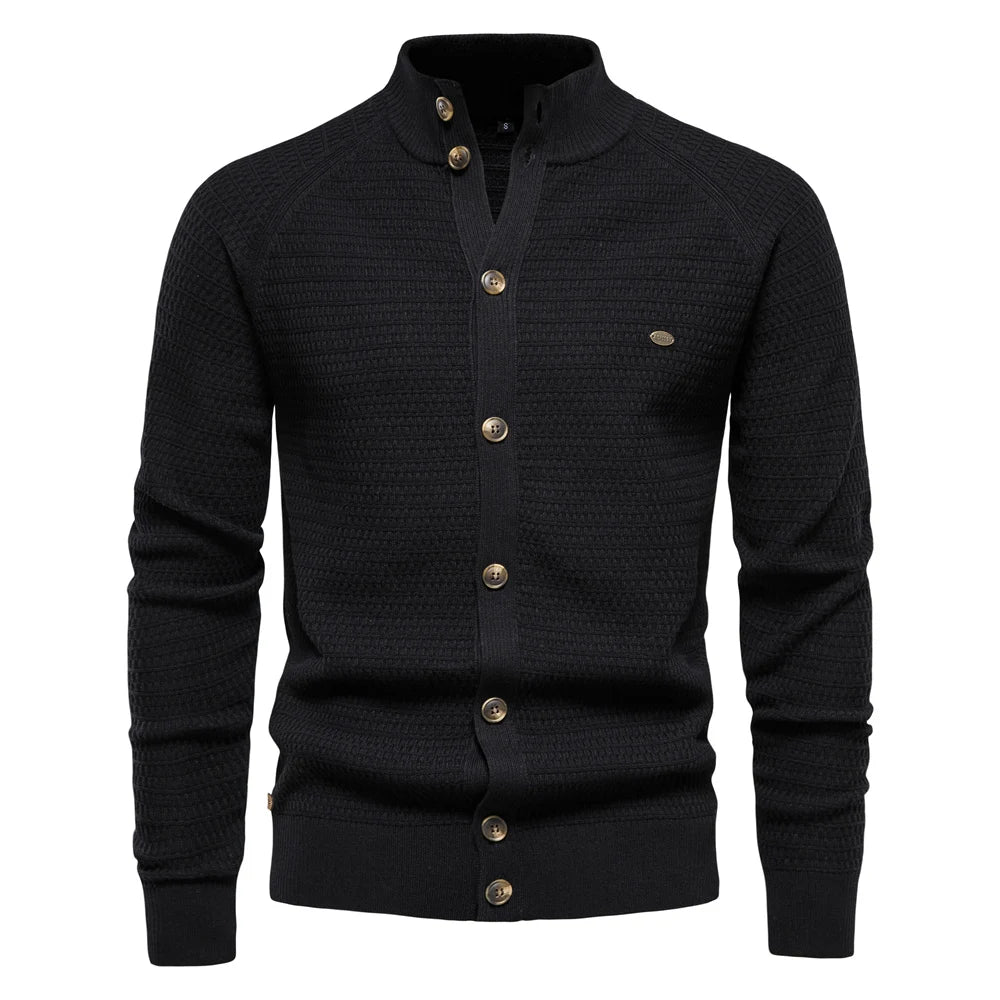 Ottmar cotton cardigan by Montaracrest, showcasing a cozy, textured knit in a versatile, stylish design.
