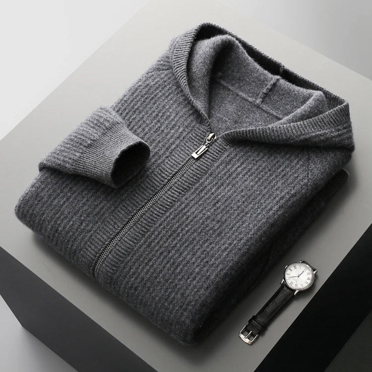 Montaracrest Elio™ cashmere hoodie in luxurious soft cashmere, shown in a comfortable, stylish fit.