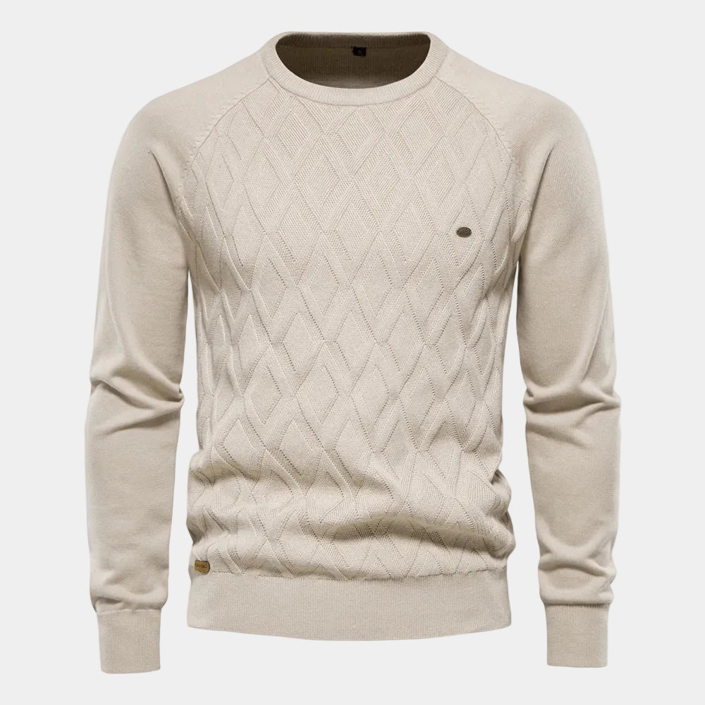 Montaracrest Theodor men's pullover with diamond pattern, featuring a cozy knit fabric and stylish design.