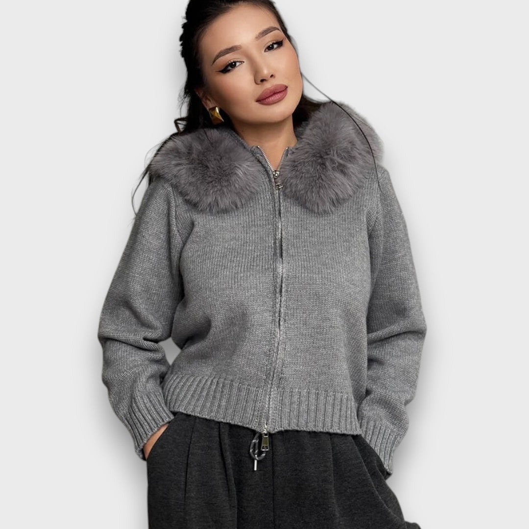 Alisanne – Giacca a maglia con zip e colletto in faux fur - Montaracrest