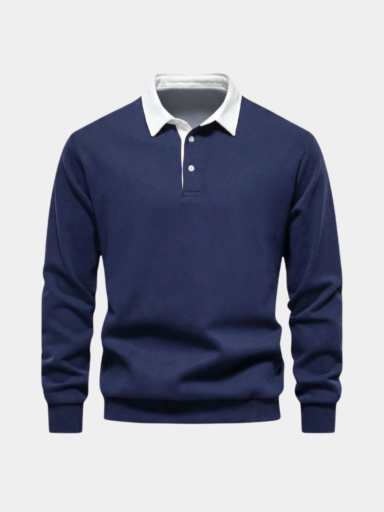 Men's Montaracrest Polo Essenziale in classic style, featuring a collar and short sleeves, laid flat on a white background.