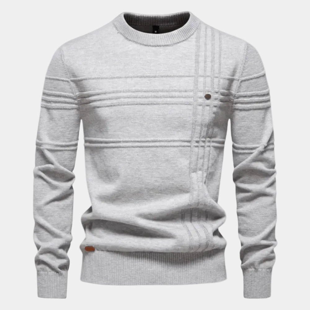 Montaracrest Burkhard men's elegant plaid pullover with a classic checkered pattern, showcasing a stylish, cozy sweater design.