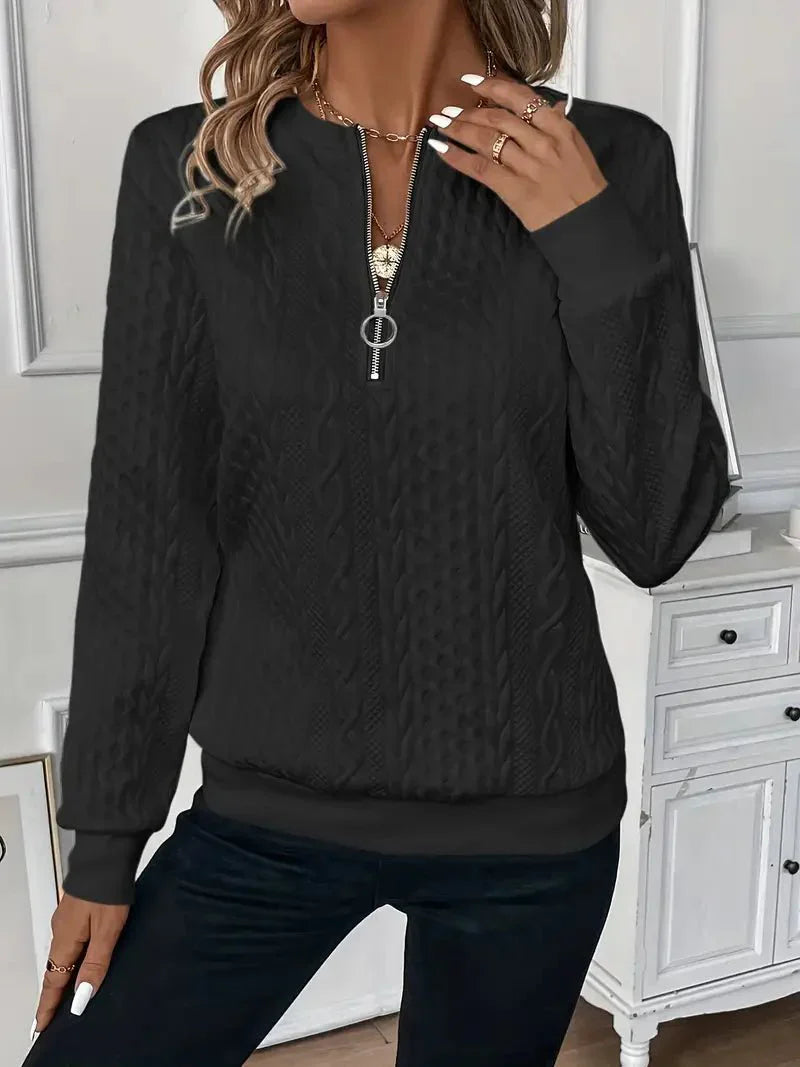 Montaracrest Amy™ sweater with ribbed cuffs and neckline, soft knit fabric, in a stylish, casual design.