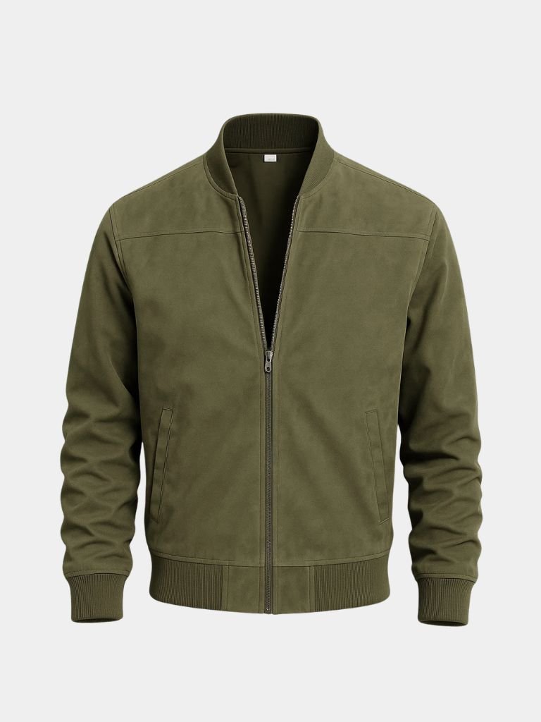 Ashwood bomber jacket in suede by Montaracrest, stylish and elegant, featuring a sleek design and cross crown details.