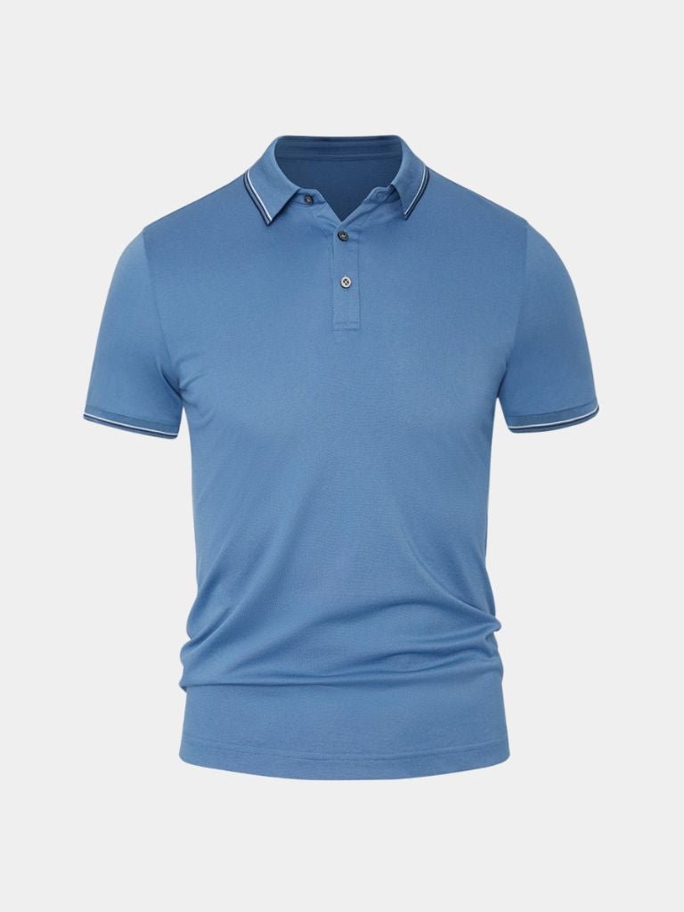 Montaracrest Polo Classica Azure featuring a classic design with a cross crown logo, made from comfortable, high-quality fabric.