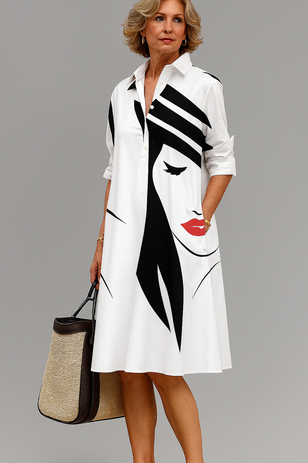 Elegant Alessia midi dress by Montaracrest featuring a stylish blouse-inspired design and sophisticated silhouette.