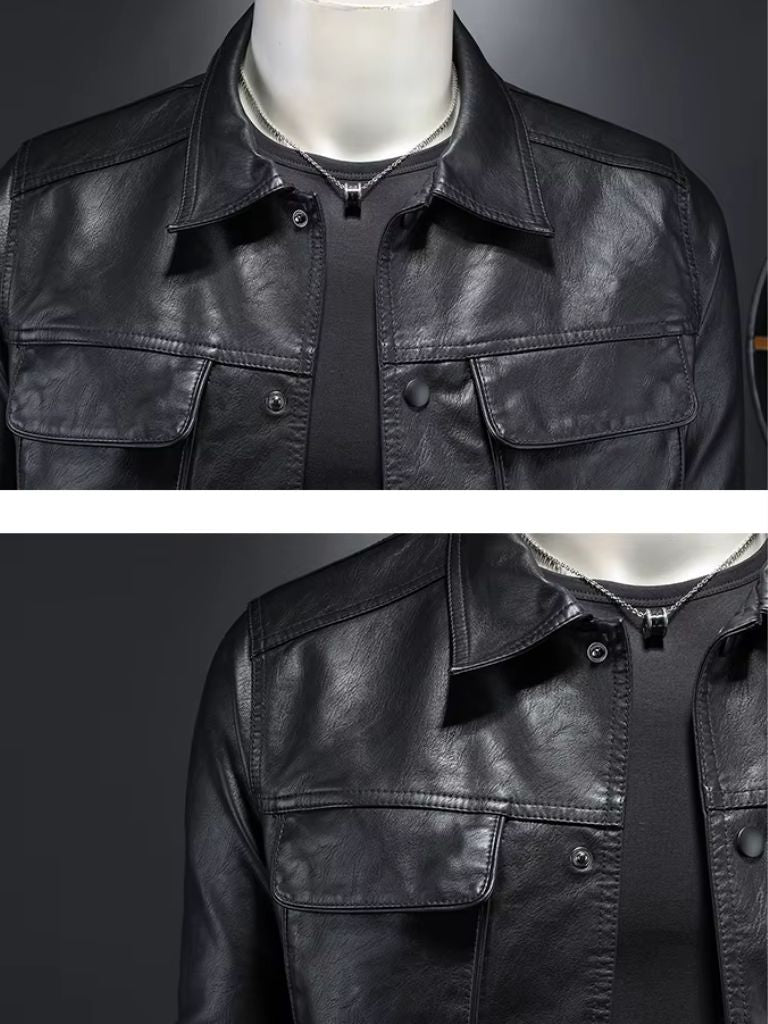 Bronze leather Rebel Giacca Jas by Montaracrest featuring a cross crown design on the front.