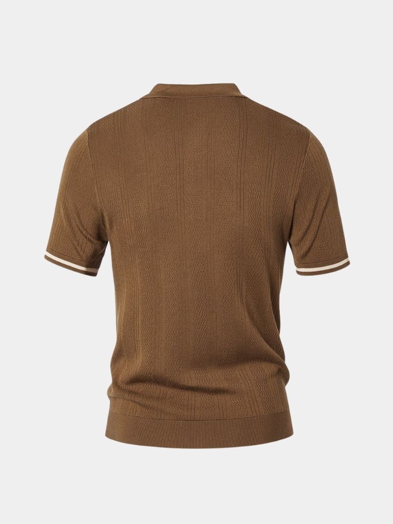 Montaracrest Café Milano Polo shirt with a cross crown logo, classic collar, and short sleeves in a stylish design.