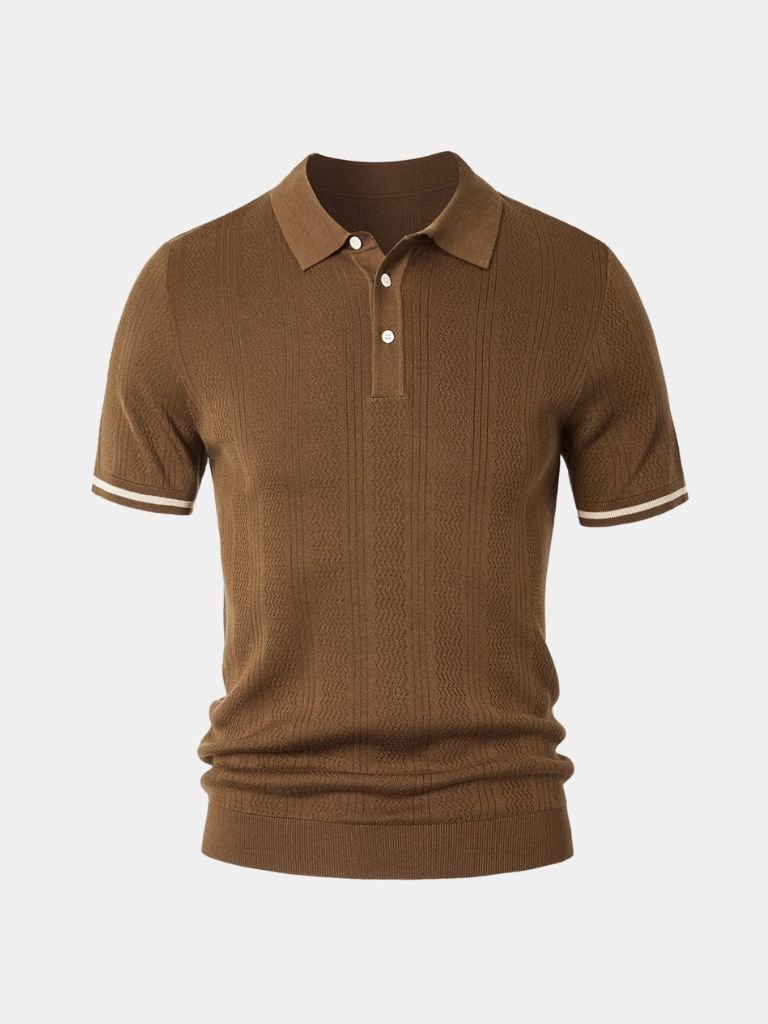 Montaracrest Café Milano Polo in navy with a cross crown logo, classic polo shirt with collar and short sleeves.