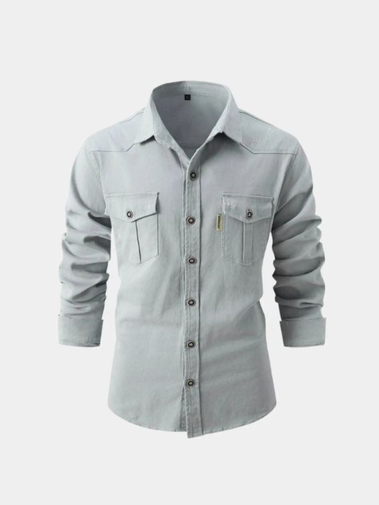 Montaracrest casual modern men's shirt with a cross crown design, stylish and comfortable for everyday wear.