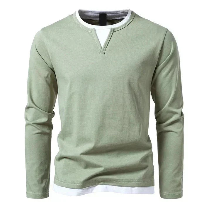 Montaracrest Alwin Premium Long-Sleeve Shirt in combed soft cotton, featuring a natural fabric texture and classic fit.