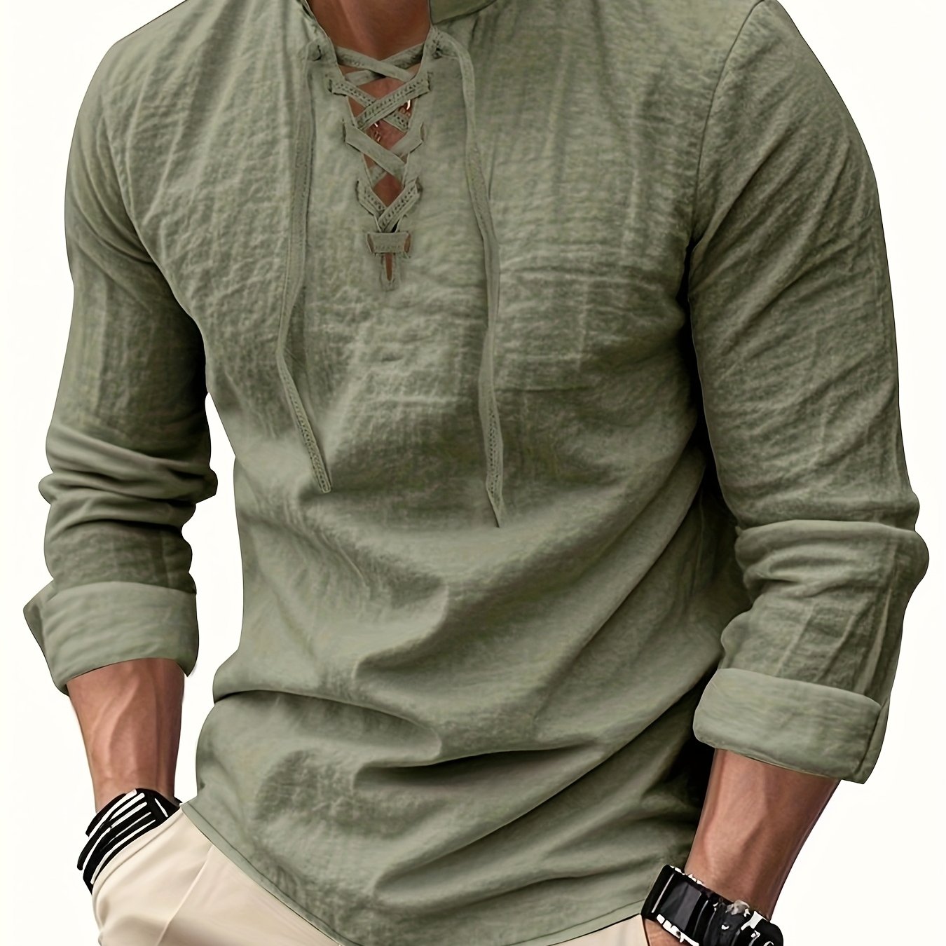 Montara & Crest V-Neck Shirt in soft fabric, displayed on a hanger with a plain background. Classic and versatile casual top.