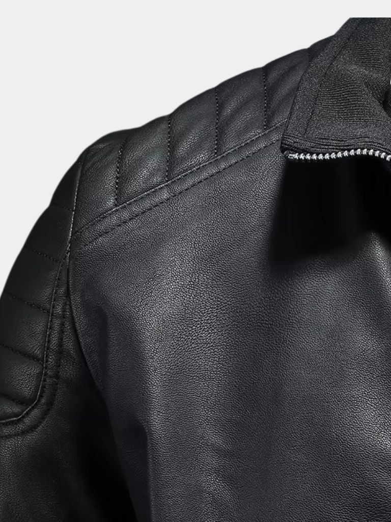 Montaracrest Crusader leather jacket with cross crown design, stylish black leather blazer for a sleek, edgy look.