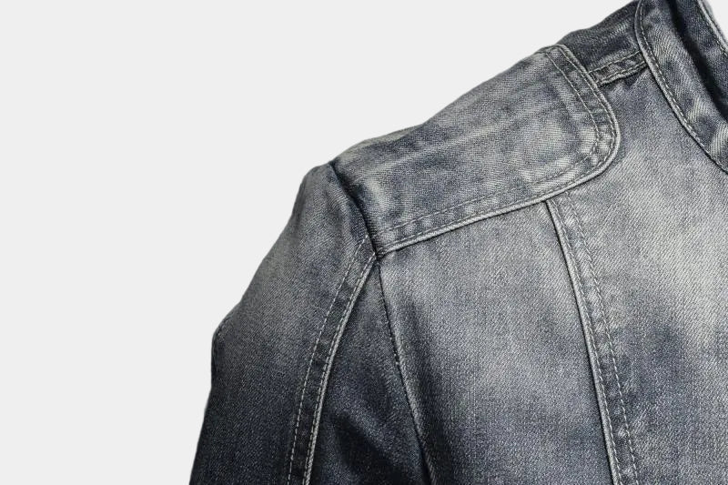 Montara & Crest denim jacket with classic fit, featuring button closure and chest pockets, stylish casual outerwear.