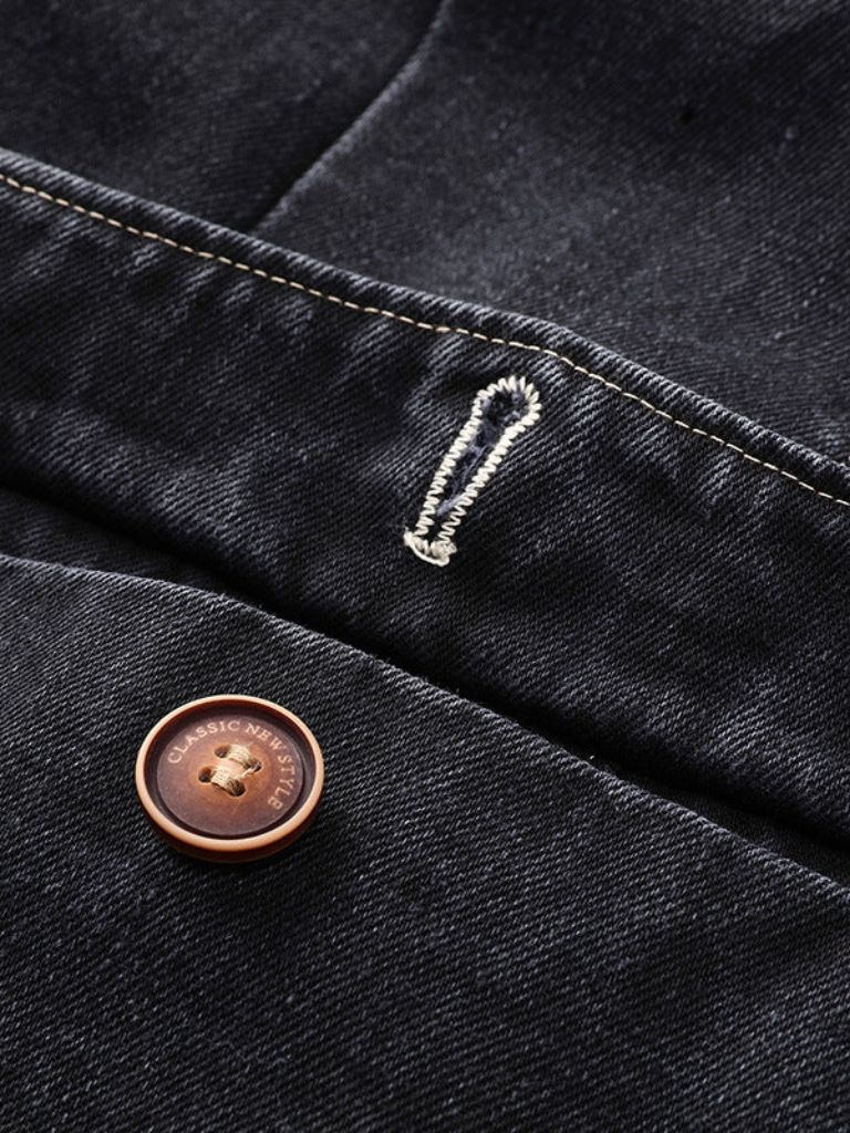 Montaracrest denim Covenant blazer jacket featuring a classic fit and stylish cross crown design.