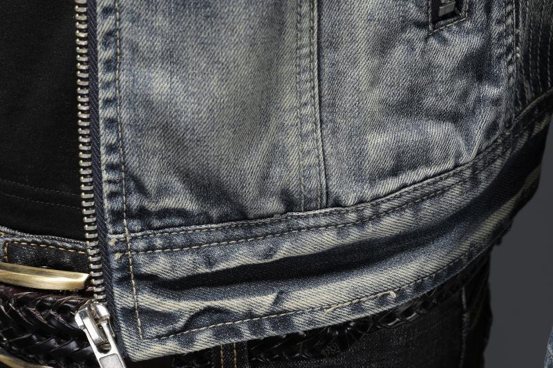Light blue denim jacket from Montara & Crest, styled with front pockets and button closure, casual and versatile for everyday wear.