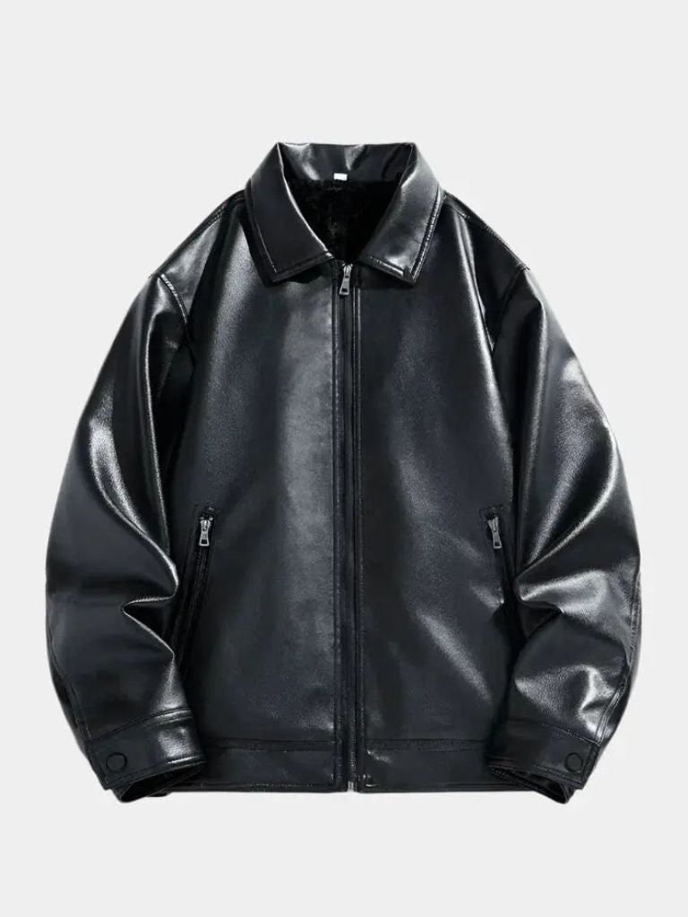 Montaracrest Denver leather jacket Jas with cross crown design, black stylish men's outerwear, high-quality genuine leather.